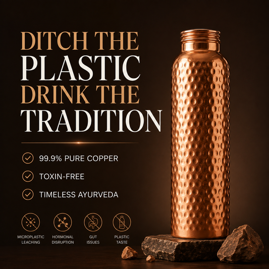 Hushby® Ayurveda Pure Copper Water Bottles | V2 Hand-Hammered Edition