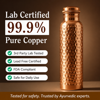 Hushby® Ayurveda Pure Copper Water Bottles | V2 Hand-Hammered Edition