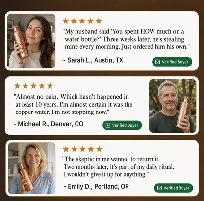Hushby® Ayurveda Pure Copper Water Bottles | V2 Hand-Hammered Edition